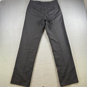 City Streets Mens Black Pinstripe Dress Pants Flat Front Trousers 32x34